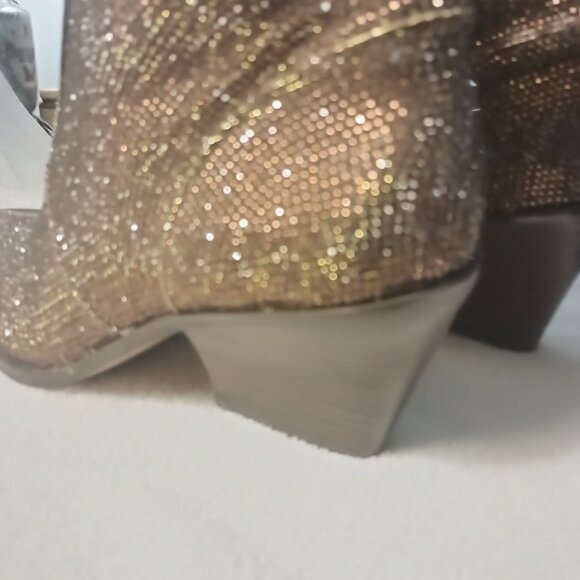 Jessica Simpson Bronze glitter western booties. - Picture 3 of 5